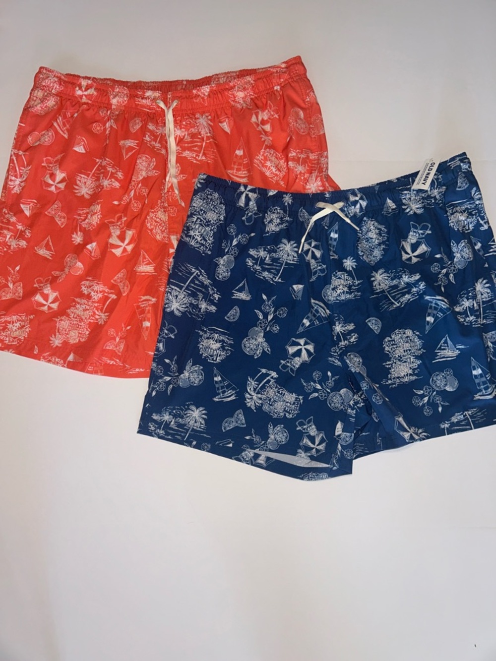 Set of Old Navy Coral & Navy Print Swim Shorts